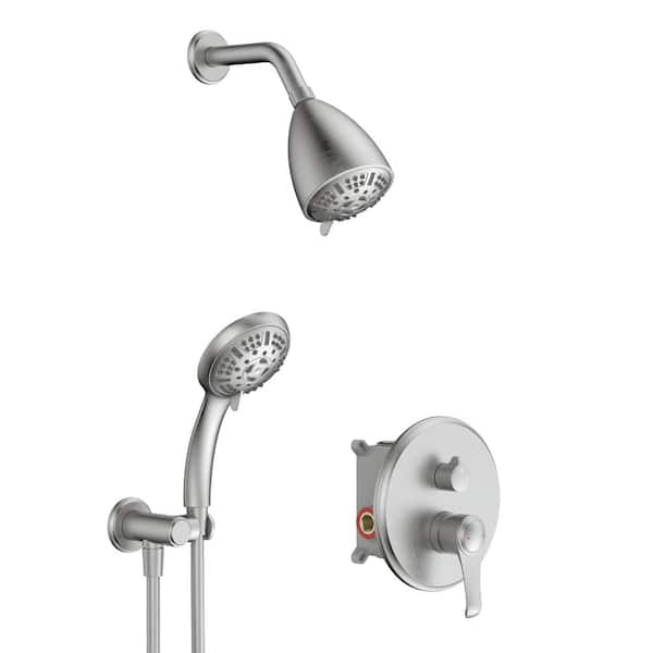 INSTER LOTUS 9-Spray Dual Wall Mount Fixed and Handheld Shower Head Combo 2 GPM in Brushed Nickel (Valve Included)