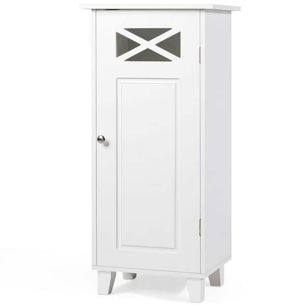 ANGELES HOME 15 in. W x 12 in. D x 32 in. H White Bathroom Free Standing Storage Linen Cabinet with Adjustable Shelf