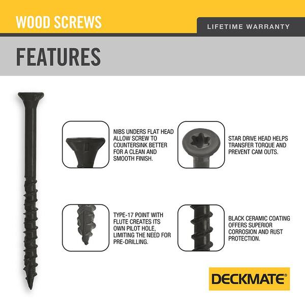 DECKMATE #9 2-1/2 in. Black Exterior Self-Starting Star Drive Flat-Head Deck Screw 5 lbs.-Box (435-Piece)