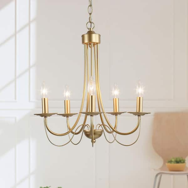 LNC Modern Matte Gold Chandelier 5-Light Empire 18.5 in. Kitchen Dining Living Room Pendant Light