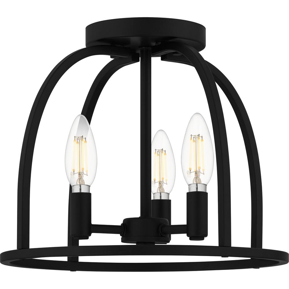 Beckett 12 in. 3-Light Matte Black Flush Mount