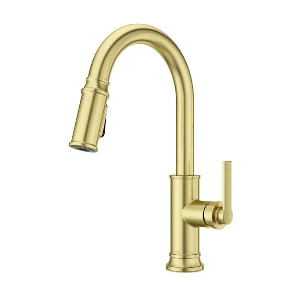Colfax Single Handle Pull Down Sprayer Kitchen Faucet with 360 Degree Spout Swivel in Brushed Gold