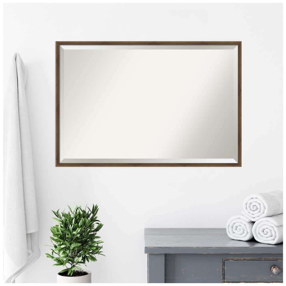 Lucie Bronze 37" Wood Beveled Bathroom Vanity Mirror