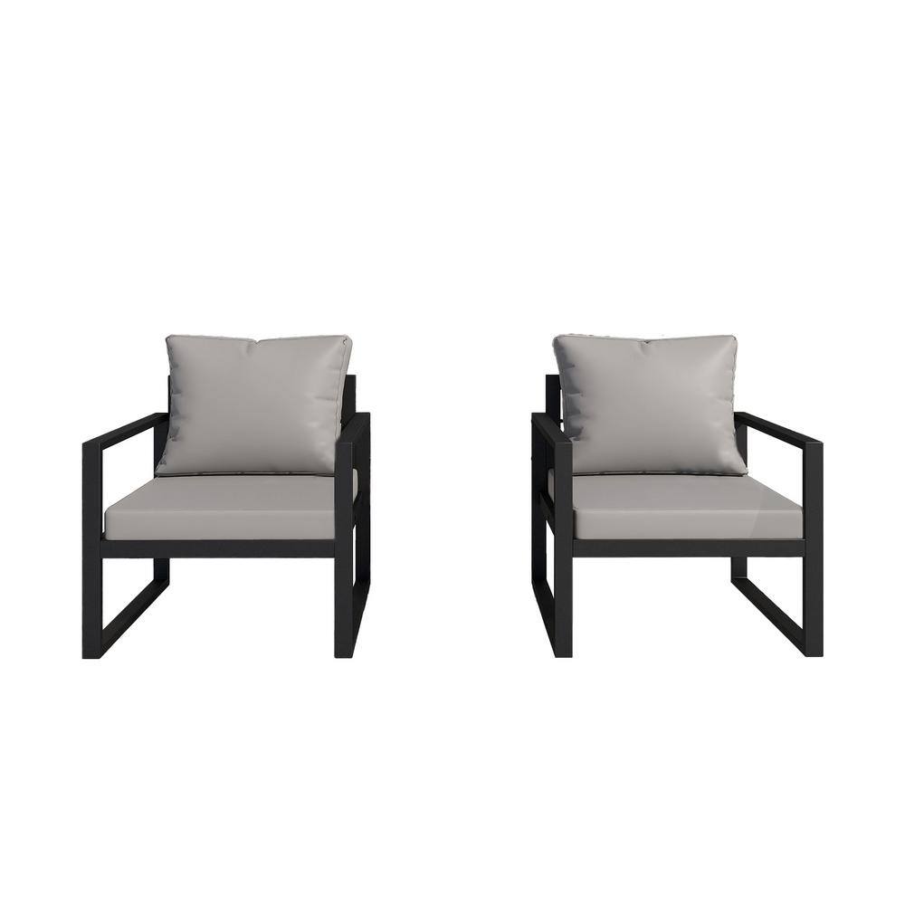2-Piece Metal Outdoor Sectional with Gray Cushions
