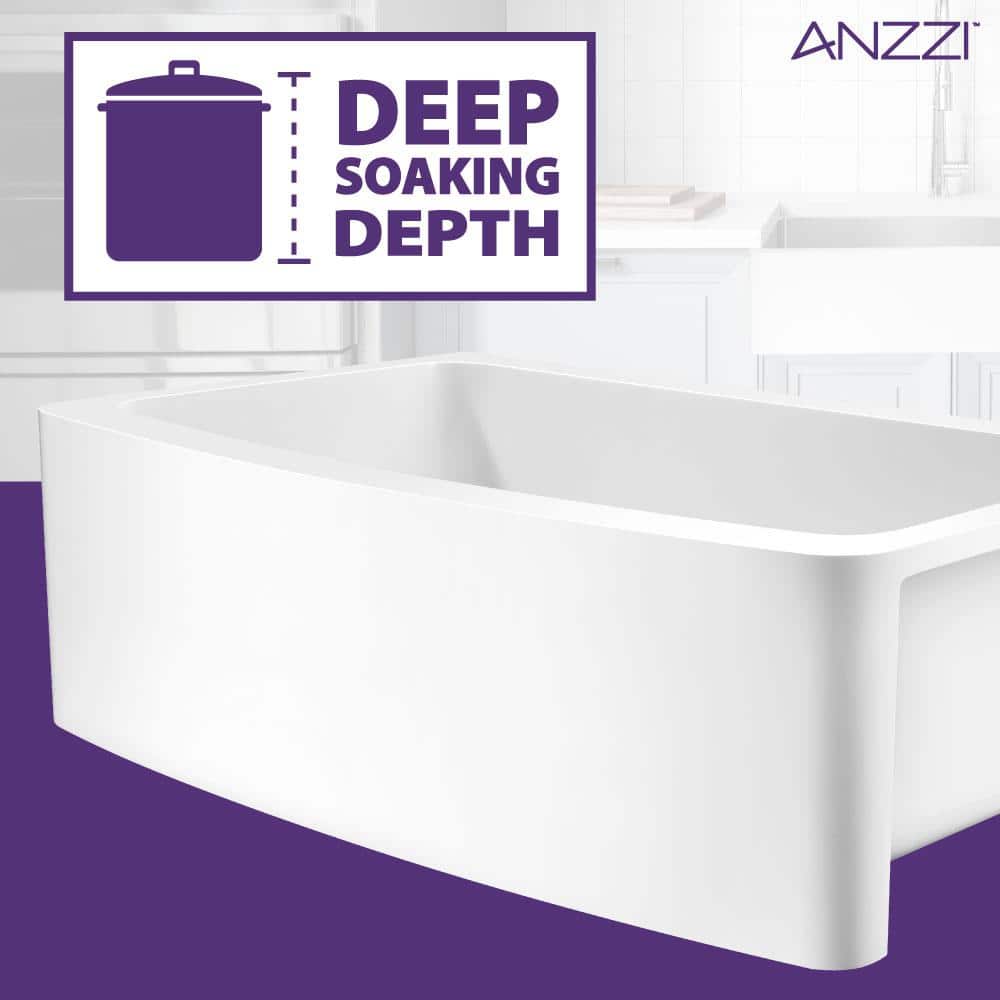 Mesa 33'' Matte White Farmhouse Stone Kitchen Sink