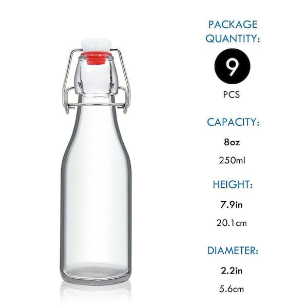 Esepony 8 oz. Swing Top Bottles with Airtight Rubber Seal Flip