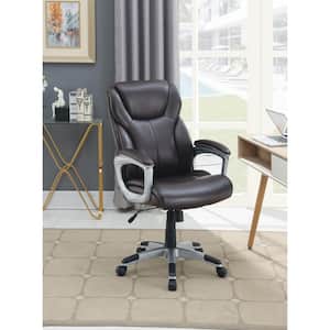 Brown Artificial Leather High-Back Adjustable Height Office Chair