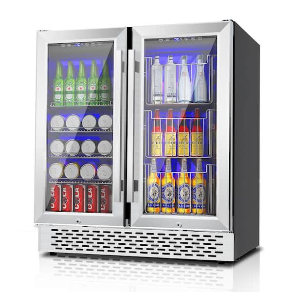 Dual Zone 30 in. Built-In/Freestanding 60-Wine Bottles and 130-Cans with RGB LED Lighting, Stainless Steel