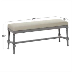 Gray Bench with Burlap Seat 18 in. X 47 in. X 16 in.