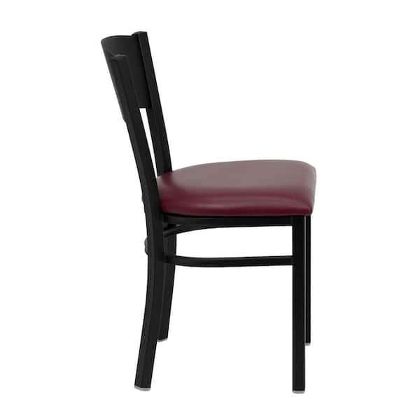 Flash Furniture - Hercules Series Black Circle Back Metal Restaurant Chair with Burgundy Vinyl Seat