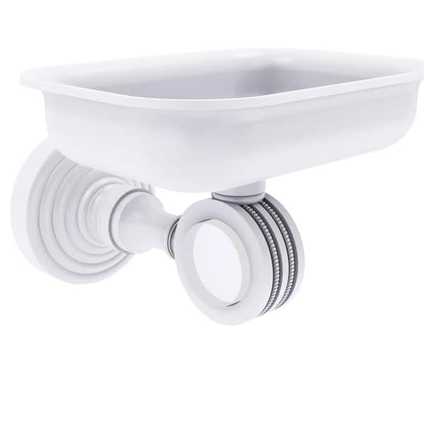 Allied Brass Pacific Grove Collection Wall Mounted Soap Dish Holder with Dotted Accents in Matte White