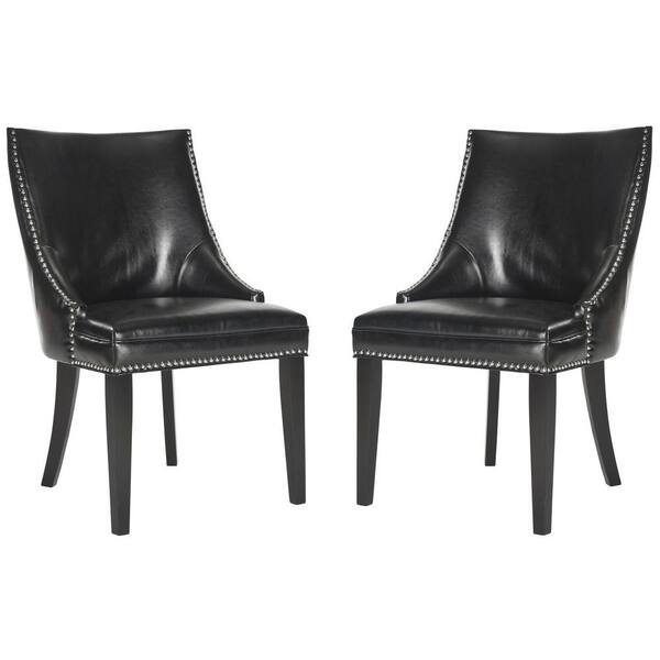 Safavieh Afton Black/Espresso Bicast Leather Side Chair (Set of 2)