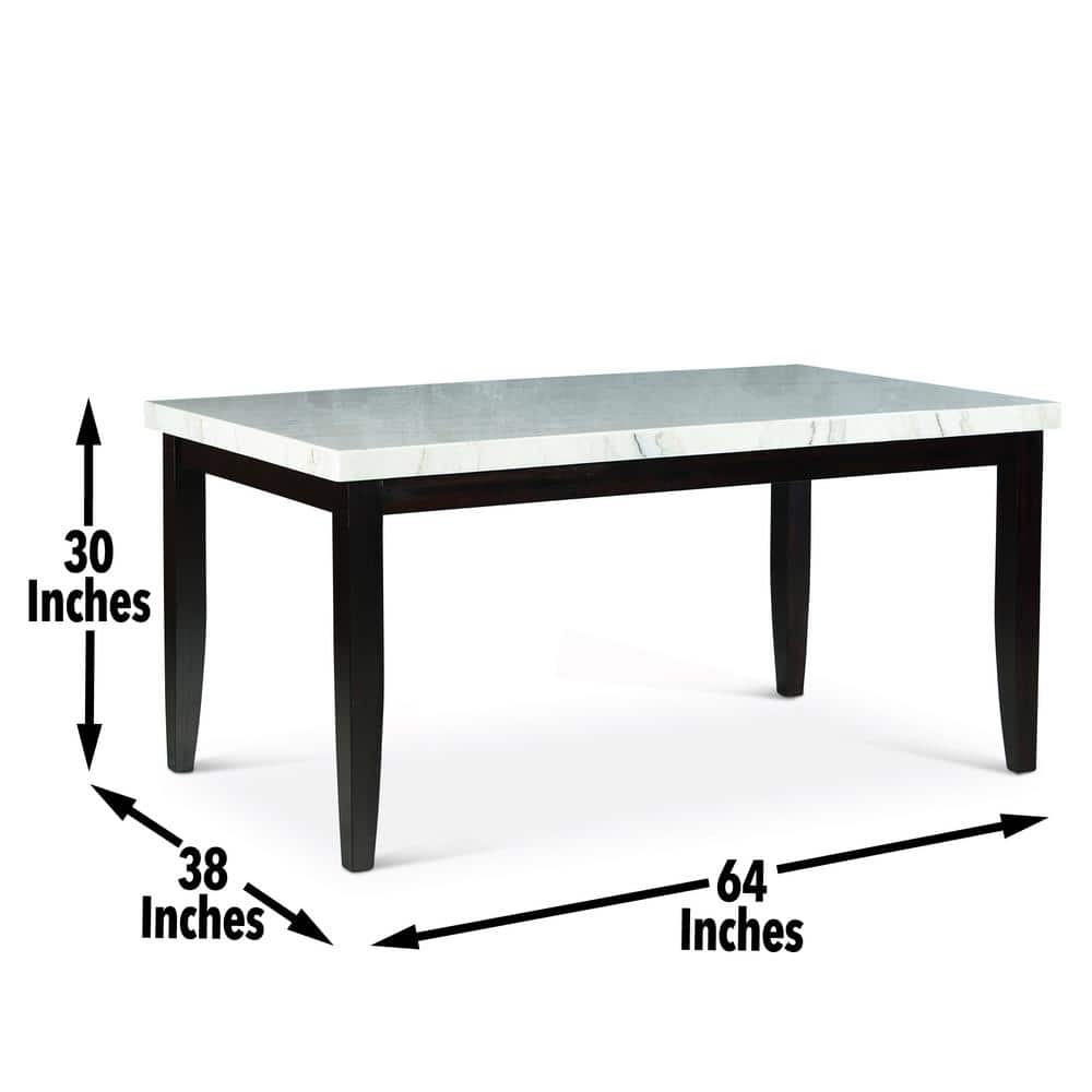 Westby White Marble Top Dining Table with Ebony Black Base
