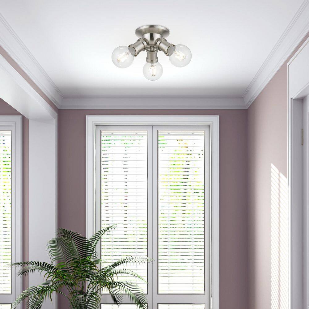 Lansdale 7" Brushed Nickel 3-Light Transitional Flush Mount