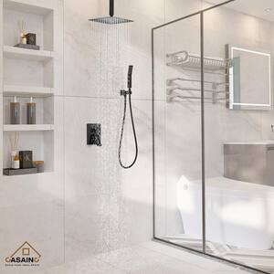 2-Function 10 in.Ceiling-Mounted Shower System with Handheld Shower in Matte Black