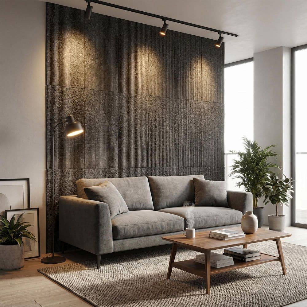 XRAMFY 0.8 in. x 2 ft. x 3.9 ft. Black 3D Faux Stone Texture