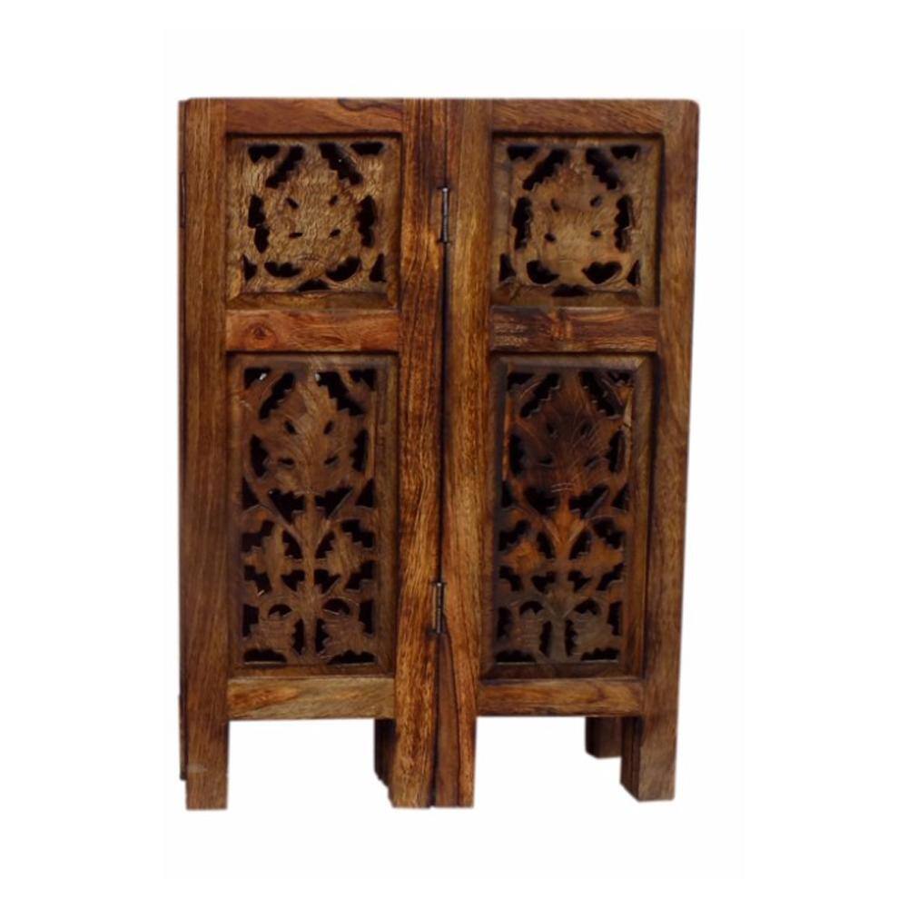 Elegant Dark Chocolate Mango Wood 18" Folding Accent Coffee Table