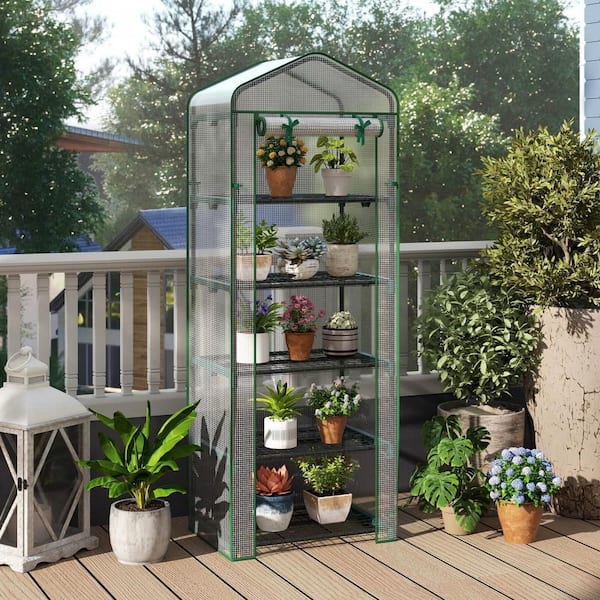 Costway 27 in. x 19 in. x 75 in. Mini Greenhouse with 5-Tier