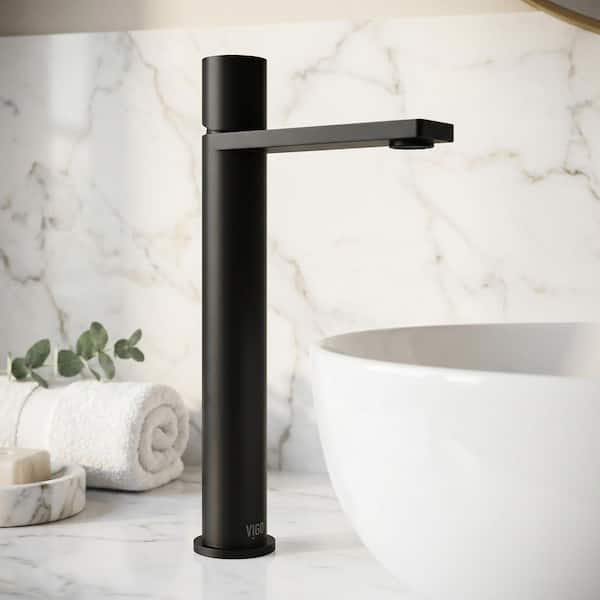 Gotham Single Handle Single-Hole Bathroom Vessel Faucet in Matte Black
