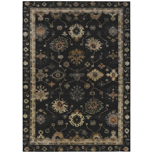 Chantille Machine Washable Indoor/Outdoor Abstract ACN2045 Black 3 ft. x 5 ft. Area Rug