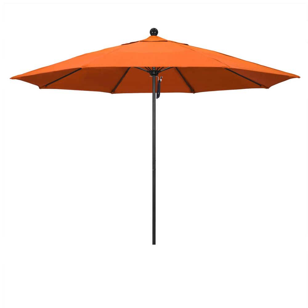 11 ft. Black Aluminum Market Patio Umbrella with Fiberglass Ribs Pulley Lift in Tangerine Sunbrella price history on PriceWatchPro
