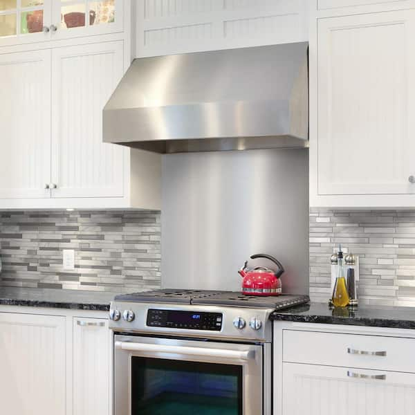 Inoxia 31-in x 30-in Stainless Steel and Black Backsplash Panels in the  Backsplash Panels department at