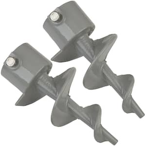 8 in. Long Gray Polyester Powder Coated Cast Steel Auger Foot for Dock Post Pipes in Boat Dock Systems, 2-Pack