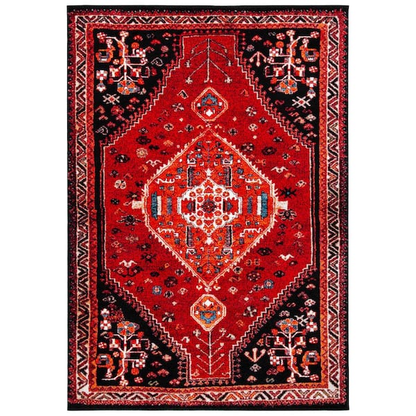 SAFAVIEH Vintage Hamadan Red/Black 8 ft. x 10 ft. Medallion Floral Area Rug