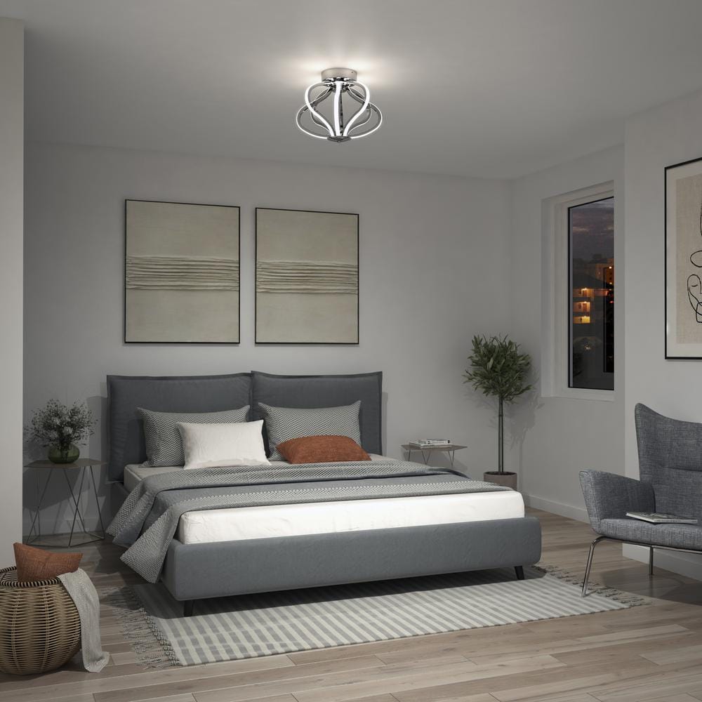 Meridian Chrome Integrated LED Modern Flush Mount Ceiling Light