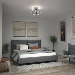 Meridian 12 in. 1-Light Modern Chrome Integrated LED Flush Mount Ceiling Light Fixture for Kitchen or Bedroom