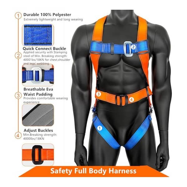 NVNOO Safety Harness Fall Protection Kit, Full Body Harnesses with