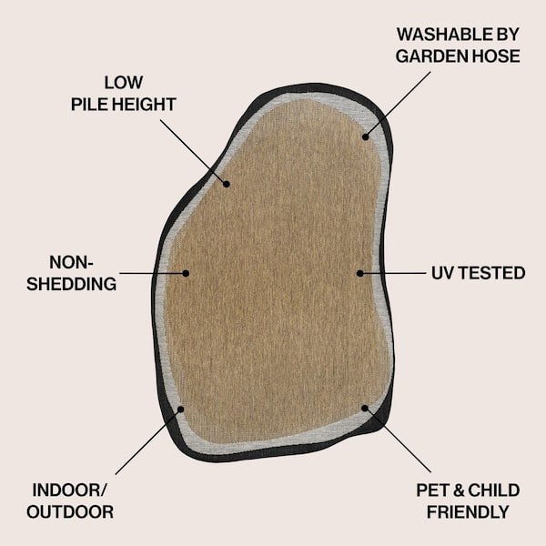 Wyatt Modern Rustic Abstract Brown/Black 6 ft. x 9 ft. Indoor/Outdoor Shaped Area Rug