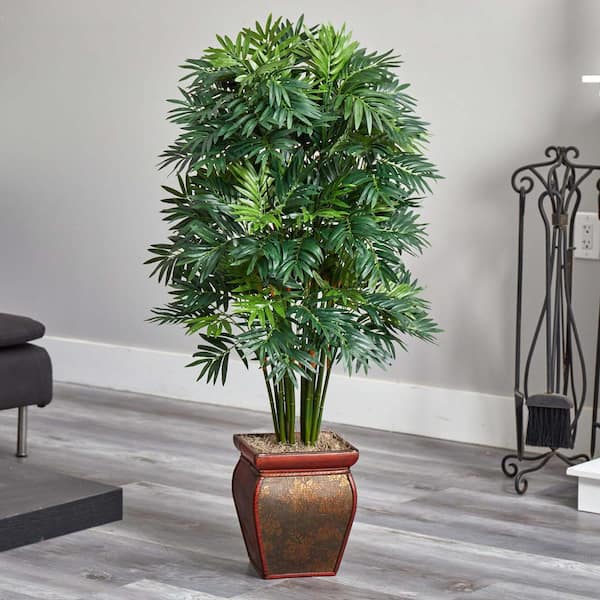 Nearly Natural 5.5' Bamboo Artificial Plant with Decorative Planter, Green  