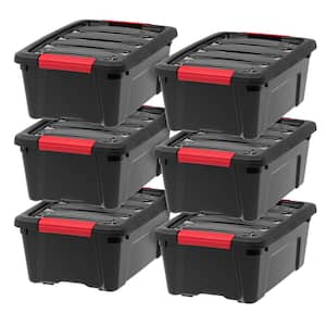 12 Qt. Stack and Pull Storage Box in Black (6-Pack)