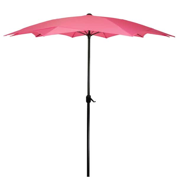 Northlight 8.85 ft. Lotus Outdoor Patio Market Umbrella in Pink with Hand Crank
