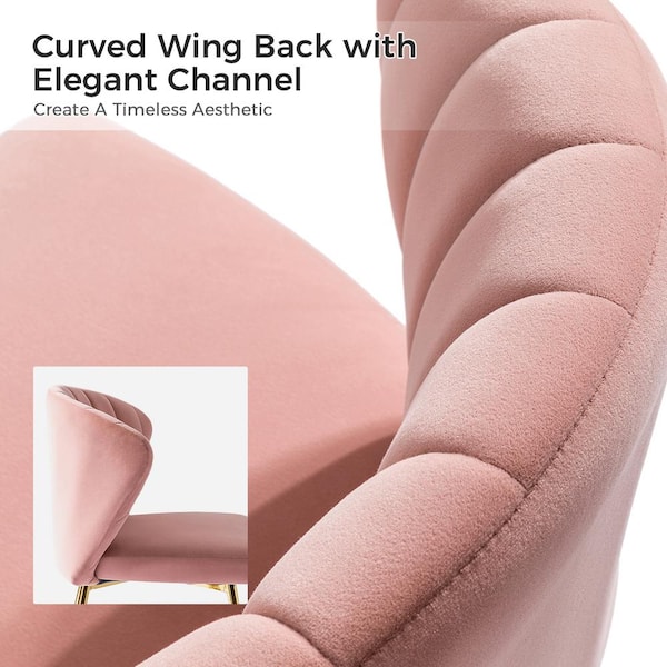 JAYDEN CREATION Luna Pink Velvet 20 in.W x 19.5 in.D x 29 in
