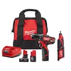 M12 12-Volt Lithium-Ion Cordless 3/8 in. Drill/Driver Kit with M12 Rotary Tool and 6.0 Ah XC Battery Pack
