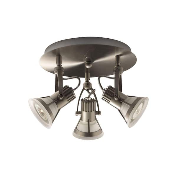 Hampton Bay Vortex 3-Light Satin Nickel/Chrome Flush Mount Light