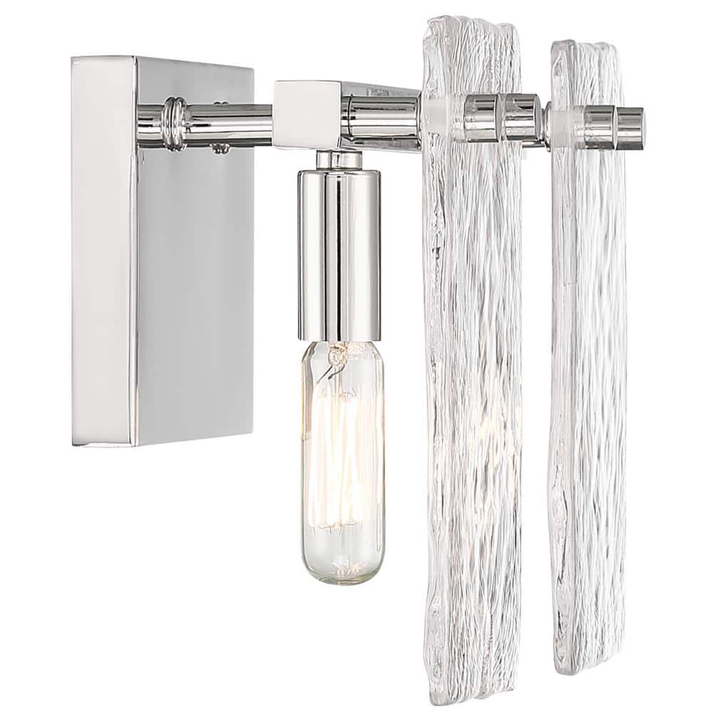 Polished Nickel 2-Light Vanity with Handmade Water Glass Shades