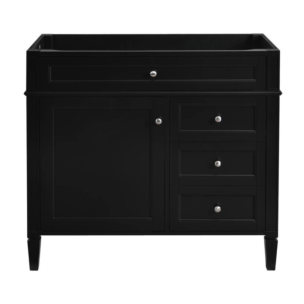 35.74 in. Modern Bath Vanity Cabinet without Top in Black with 2 Drawers, T