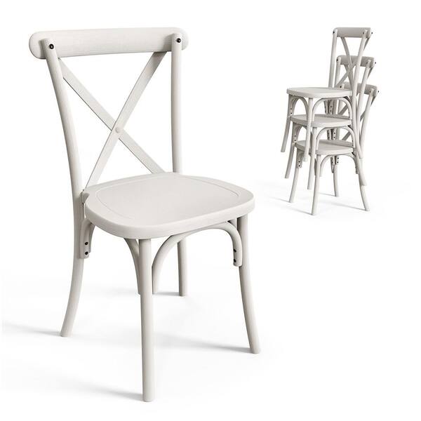 Winado Plastic Outdoor Dining Chair in White Set of 1 K1G56000628 The