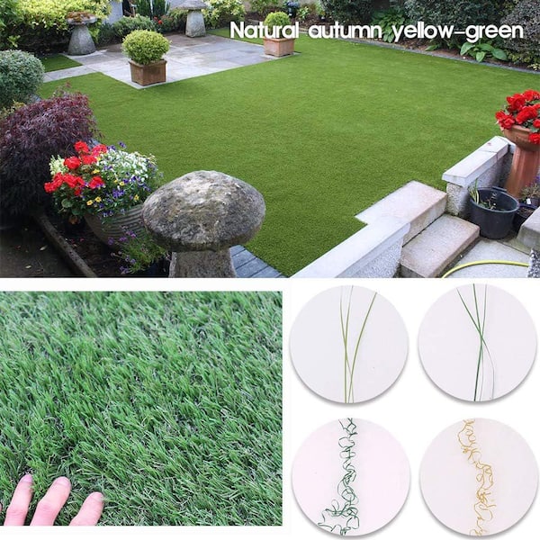 U'Artlines Green Artificial Grass Rug Indoor Outdoor 3 FTx5 FT( 15 Square Ft) 1.2 Inch Thick Realistic Grass Lawn Turf Fake Grass Mat With Drainage Holes For Garden Backyard Patio Balcony Dogs