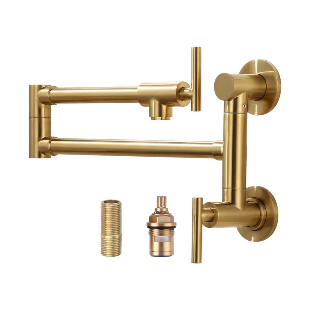 Brass Wall Mounted Pot Filler with Double Handle in Gold price history on PriceWatchPro
