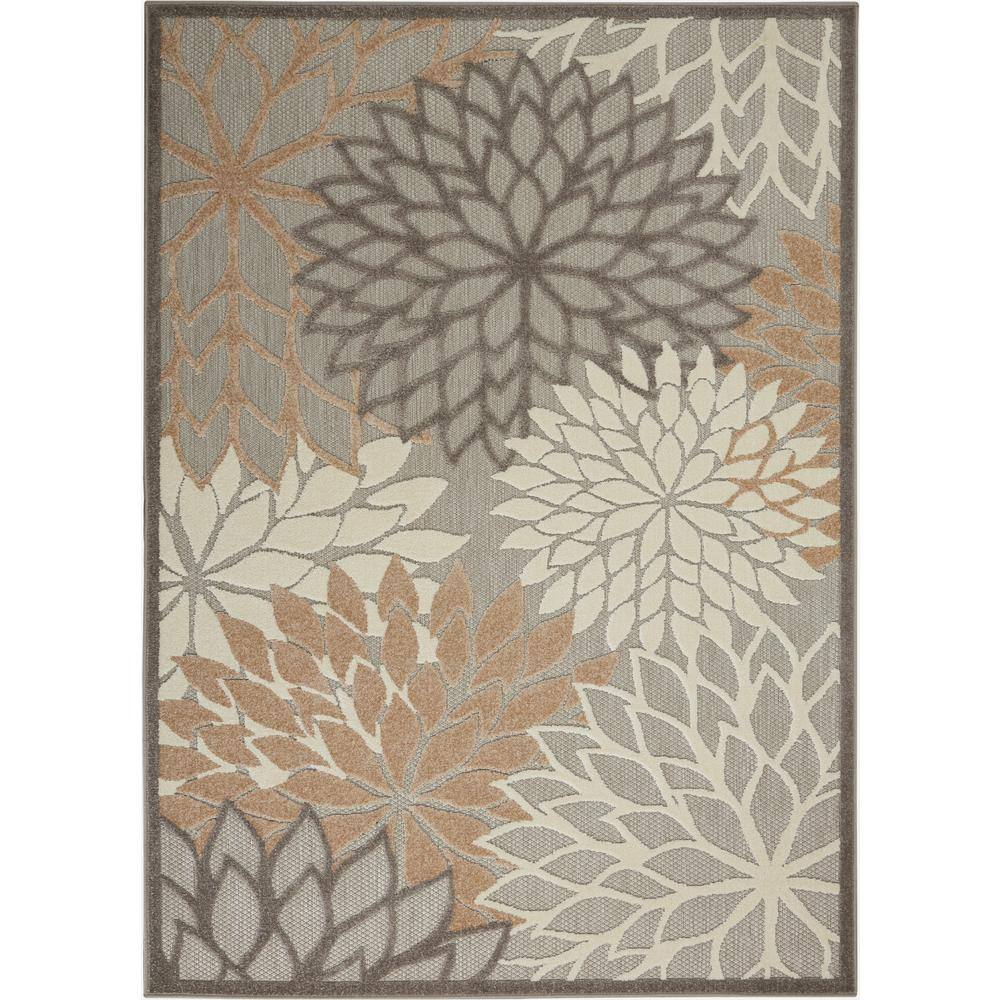 Handwoven Traditional Floral Medium Rug in Gray and Brown