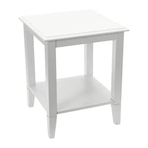 Pleasantville 18 in. White Solid Wood 2-Tier Low Profile End Table