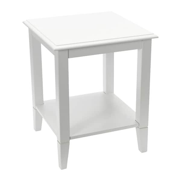 Storied Home Pleasantville 18 in. White Solid Wood 2-Tier Low Profile ...