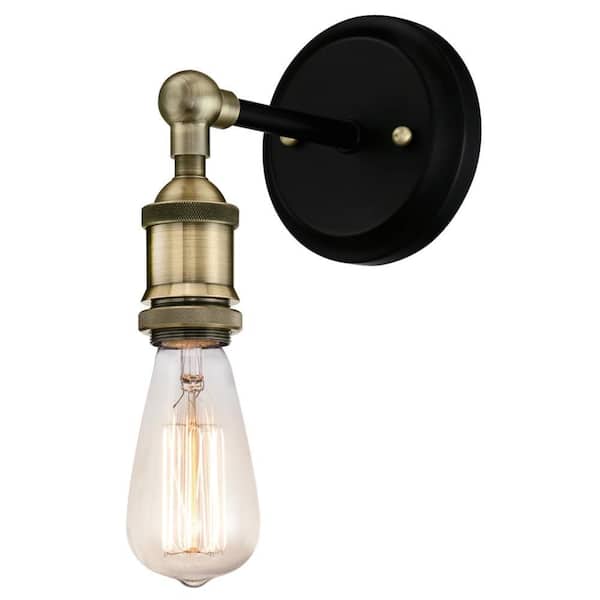 Westinghouse 1-Light Antique Brass and Matte Black Wall Mount Sconce