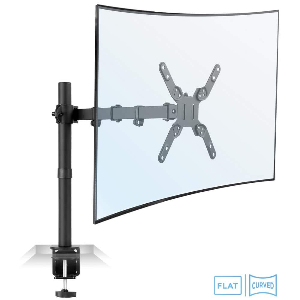 Black Adjustable Single Monitor Desk Mount with Full Motion Arm
