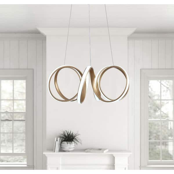 aiwen Modern 40-Watt 1-Light Gold Geometric Integrated LED Chandelier with  Irregular Ring Lights DDL-883GD - The Home Depot