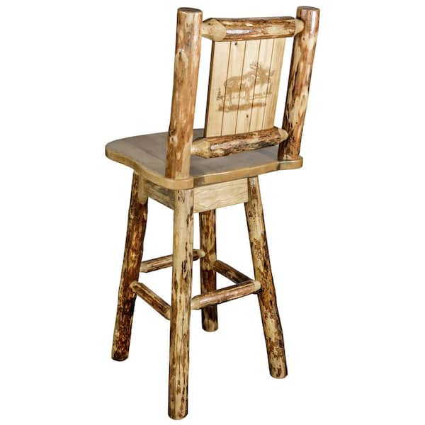 MONTANA WOODWORKS Glacier 30 in. Laser Engraved Moose Motif Swivel Bar Stool